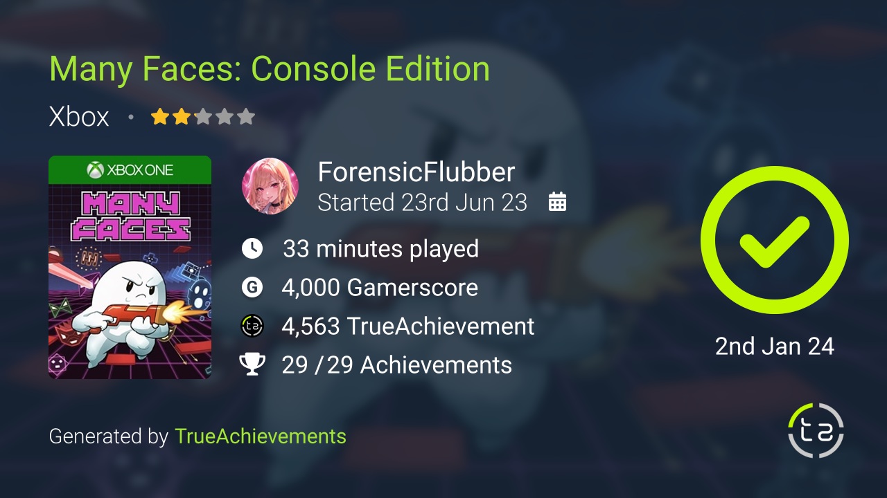 Many Faces Console Edition achievement summary